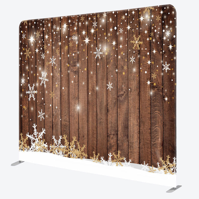 Aperturee - Aperturee Snowflake Wood Christmas Bokeh Pillow Cover Backdrop