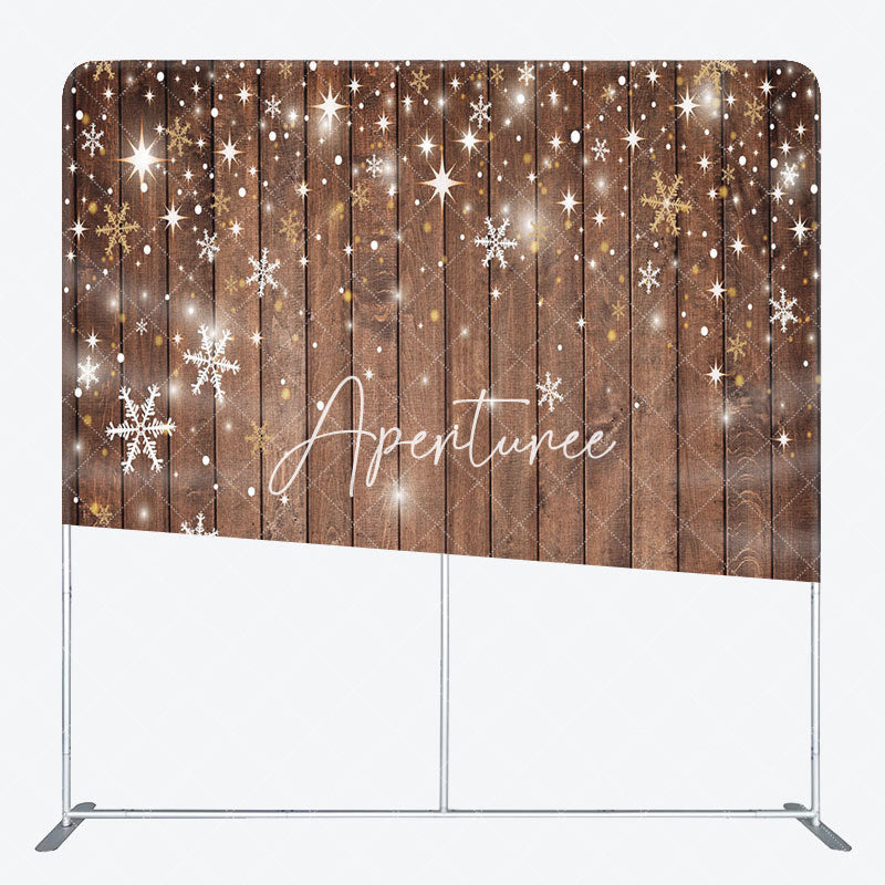 Aperturee - Aperturee Snowflake Wood Christmas Bokeh Pillow Cover Backdrop