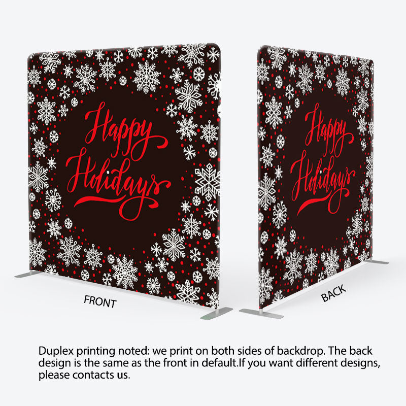 Aperturee - Aperturee Snowflakes And Red Dots Black Happy Holiday Backdrop