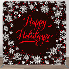 Aperturee - Aperturee Snowflakes And Red Dots Black Happy Holiday Backdrop