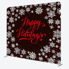 Aperturee - Aperturee Snowflakes And Red Dots Black Happy Holiday Backdrop