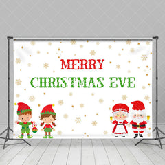 Aperturee - Aperturee Snowflakes Santa Couple Kids Christmas Eve Backdrop