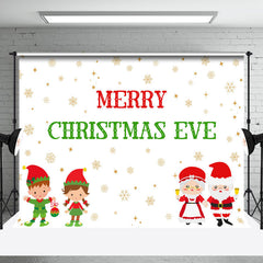 Aperturee - Aperturee Snowflakes Santa Couple Kids Christmas Eve Backdrop