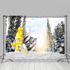 Aperturee - Aperturee Snowman Doll Snowy Forest Sunshine Winter Backdrop