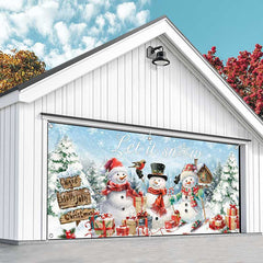 Aperturee - Aperturee Snowman Let It Snow Christmas Garage Door Banner