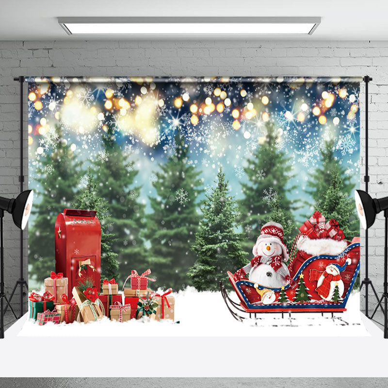 Aperturee - Aperturee Snowman Send Gifts Gold Dots Christmas Backdrop