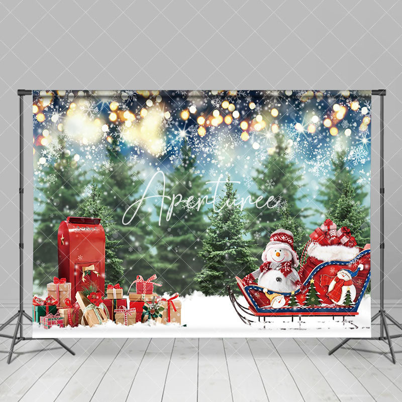 Aperturee - Aperturee Snowman Send Gifts Gold Dots Christmas Backdrop