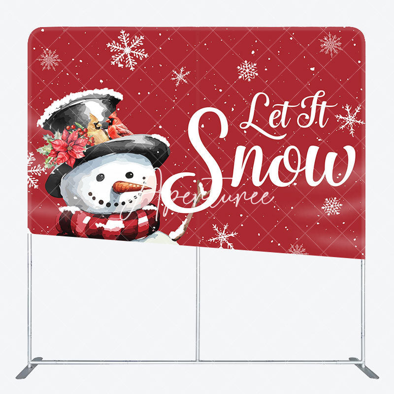 Aperturee - Aperturee Snowman Snowflake Christmas Tension Fabric Backdrop