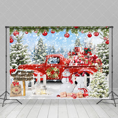 Aperturee - Aperturee Snowy Bauble Red Gift Truck Snowman Xmas Backdrop