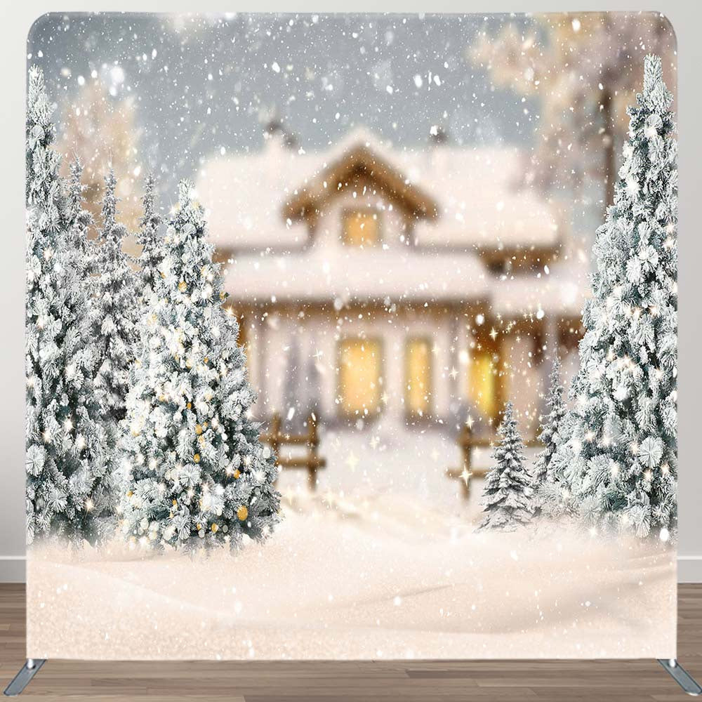 Aperturee - Aperturee Snowy Bokeh Christmas Double-Sided Square Backdrop