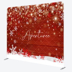 Aperturee - Aperturee Snowy Bokeh Wood Christmas Tension Fabric Backdrop