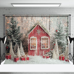 Aperturee - Aperturee Snowy Cabin Wonderlads Winter Christmas Backdrop