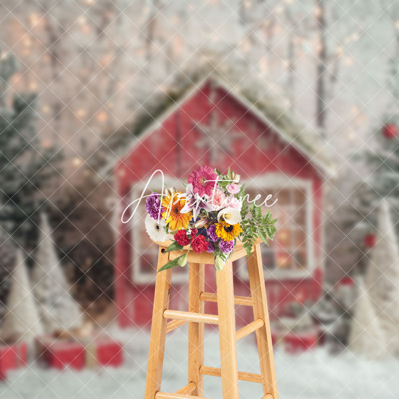 Aperturee - Aperturee Snowy Cabin Wonderlads Winter Christmas Backdrop