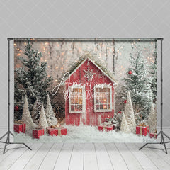 Aperturee - Aperturee Snowy Cabin Wonderlads Winter Christmas Backdrop