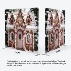 Aperturee - Aperturee Snowy Cake House Christmas Square Tension Backdrop