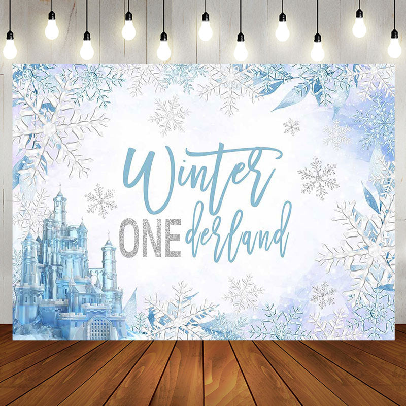 Aperturee - Aperturee Snowy Castle Winter Onederland Birthday Backdrop