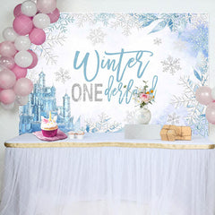 Aperturee - Aperturee Snowy Castle Winter Onederland Birthday Backdrop