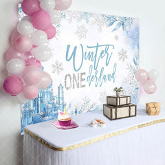 Aperturee - Aperturee Snowy Castle Winter Onederland Birthday Backdrop