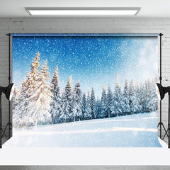 Aperturee - Aperturee Snowy Cedar Forest Blue Wonderland Winter Backdrop