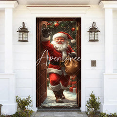 Aperturee - Aperturee Snowy Christmas Gift Santa Claus Knocking Door Cover