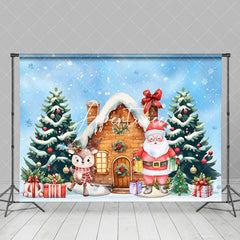 Aperturee - Aperturee Snowy Elk Santa Festive Christmas Cabin Backdrop