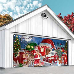 Aperturee - Aperturee Snowy Festive Christmas Paradise Garage Door Banner