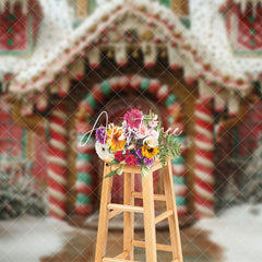 Aperturee - Aperturee Snowy Festive Gingerbread House Christmas Backdrop