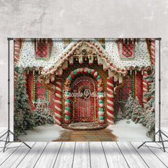 Aperturee - Aperturee Snowy Festive Gingerbread House Christmas Backdrop