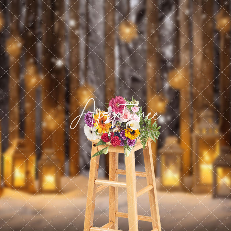 Aperturee - Aperturee Snowy Field Candle Lantern Glitter Christmas Backdrop