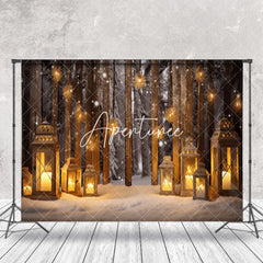 Aperturee - Aperturee Snowy Field Candle Lantern Glitter Christmas Backdrop