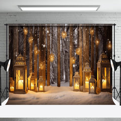 Aperturee - Aperturee Snowy Field Candle Lantern Glitter Christmas Backdrop