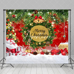 Aperturee - Aperturee Snowy Field Wreath Festive Christmas Vibe Backdrop