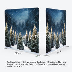 Aperturee - Aperturee Snowy Forest Christmas Night Square Tension Backdrop