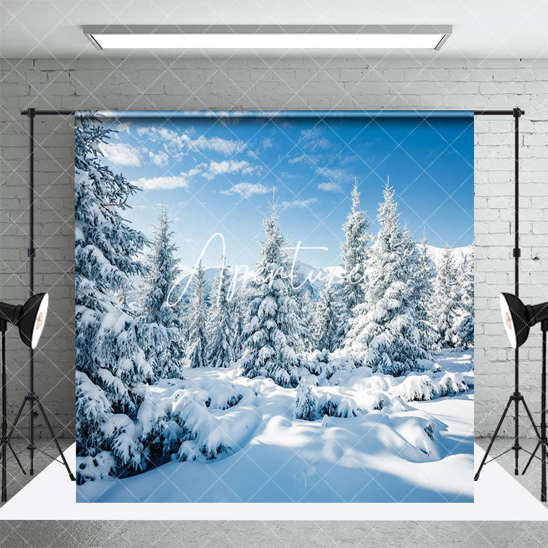 Aperturee - Aperturee Snowy Forest Cute Snowman Winter Room Set Backdrop