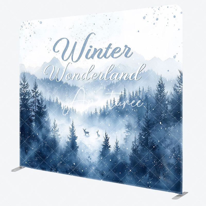 Aperturee - Aperturee Snowy Forest Winter Wonderland Xmas Tension Backdrop