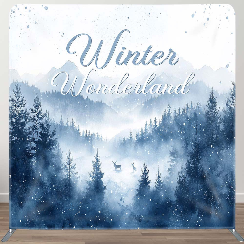 Aperturee - Aperturee Snowy Forest Winter Wonderland Xmas Tension Backdrop