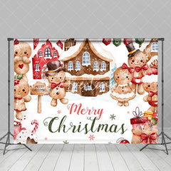 Aperturee - Aperturee Snowy Gingerbread Men House Merry Christmas Backdrop