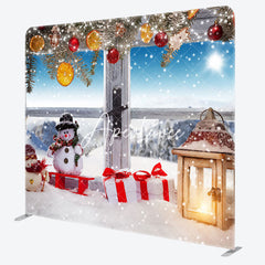 Aperturee - Aperturee Snowy Glitter Balls Gifts Double-Sided Backdrop