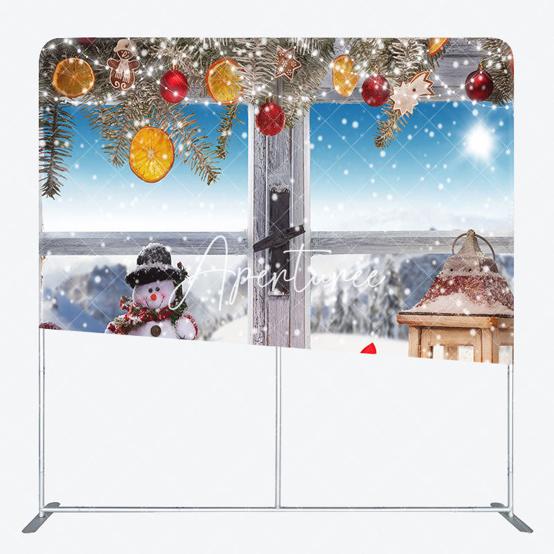 Aperturee - Aperturee Snowy Glitter Balls Gifts Double-Sided Backdrop