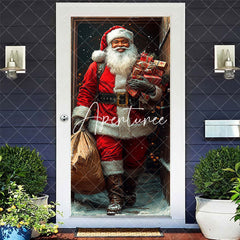 Aperturee - Aperturee Snowy Kindly Santa Claus Gifts Christmas Door Cover