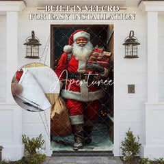 Aperturee - Aperturee Snowy Kindly Santa Claus Gifts Christmas Door Cover