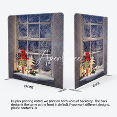 Aperturee - Aperturee Snowy Light Window Christmas Tension Fabric Backdrop