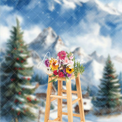 Aperturee - Aperturee Snowy Montain Wonderland Merry Christmas Backdrop