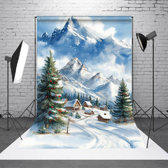 Aperturee - Aperturee Snowy Montain Wonderland Merry Christmas Backdrop