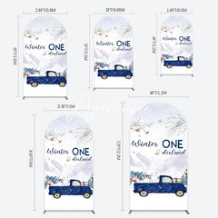 Aperturee - Aperturee Snowy Mountain Truck Winter Onederland Arch Backdrop