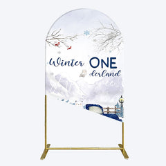 Aperturee - Aperturee Snowy Mountain Truck Winter Onederland Arch Backdrop