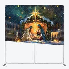 Aperturee - Aperturee Snowy Night Shed Nativity Christmas Tension Backdrop