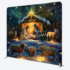 Aperturee - Aperturee Snowy Night Shed Nativity Christmas Tension Backdrop