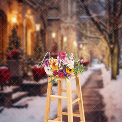 Aperturee - Aperturee Snowy Path Winter Christmas Holiday Vibe Backdrop