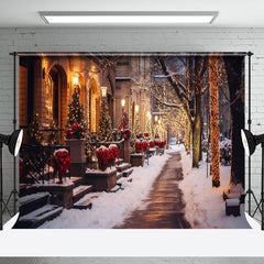 Aperturee - Aperturee Snowy Path Winter Christmas Holiday Vibe Backdrop